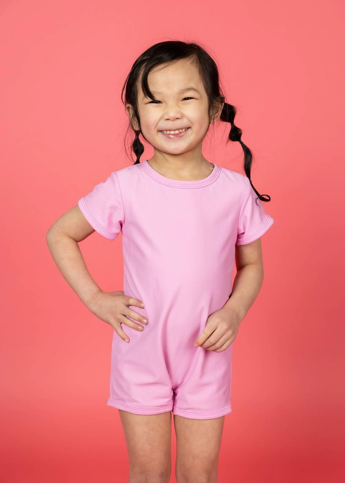 Ultimate Pink | Mini Shorties Rashguard (Unisex) toddler girl swimwear, summer swimwear for girls