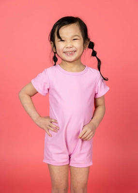 Ultimate Pink | Mini Shorties Rashguard (Unisex) toddler girl swimwear, summer swimwear for girls