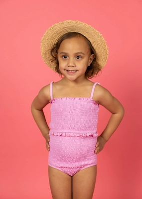 Ultimate Pink | Mini Smocked Bottoms toddler girl swimwear, summer swimwear for girls