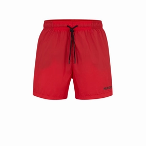 Ultra-light, quick-dry swim shorts with logo print mens full coverage swimwear, stylish mens swim trunks