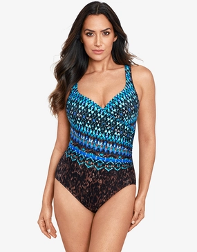Untamed It's A Wrap Swimsuit - Blue underwired swimsuits for women, supportive swimwear tops
