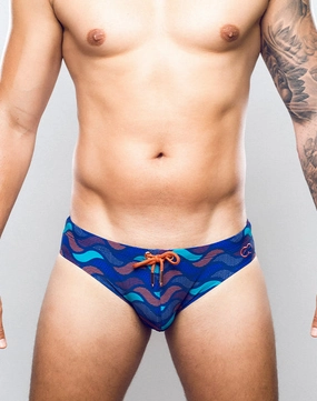 V10 Print Swim Brief - Ocean Blue mens swim briefs, simple swimwear for men