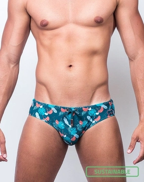 V10 Print Swimwear - Monstera mens swim briefs, simple swimwear for men