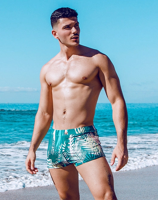 V60 Bondi Print Swim Trunks - Feuille Green