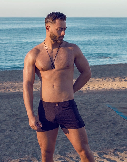 V60 Textured Swim Trunk- Signet Black