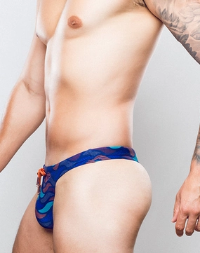 V80 Print Swim Thong - Ocean Blue mens swim briefs, simple swimwear for men