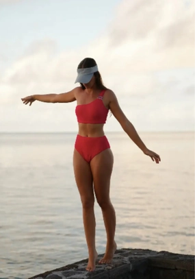 VICTORIA TWO PIECE TOP Red two piece swimsuits women, matching bikini sets