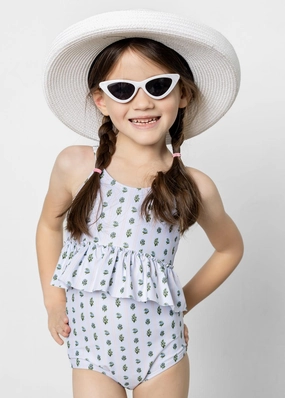Vintage Blooms | Mini Peplum Top toddler girl swimwear, summer swimwear for girls