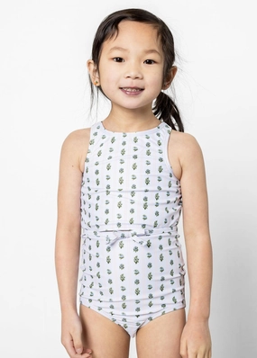 Vintage Blooms | Mini Racer Back Top toddler girl swimwear, summer swimwear for girls