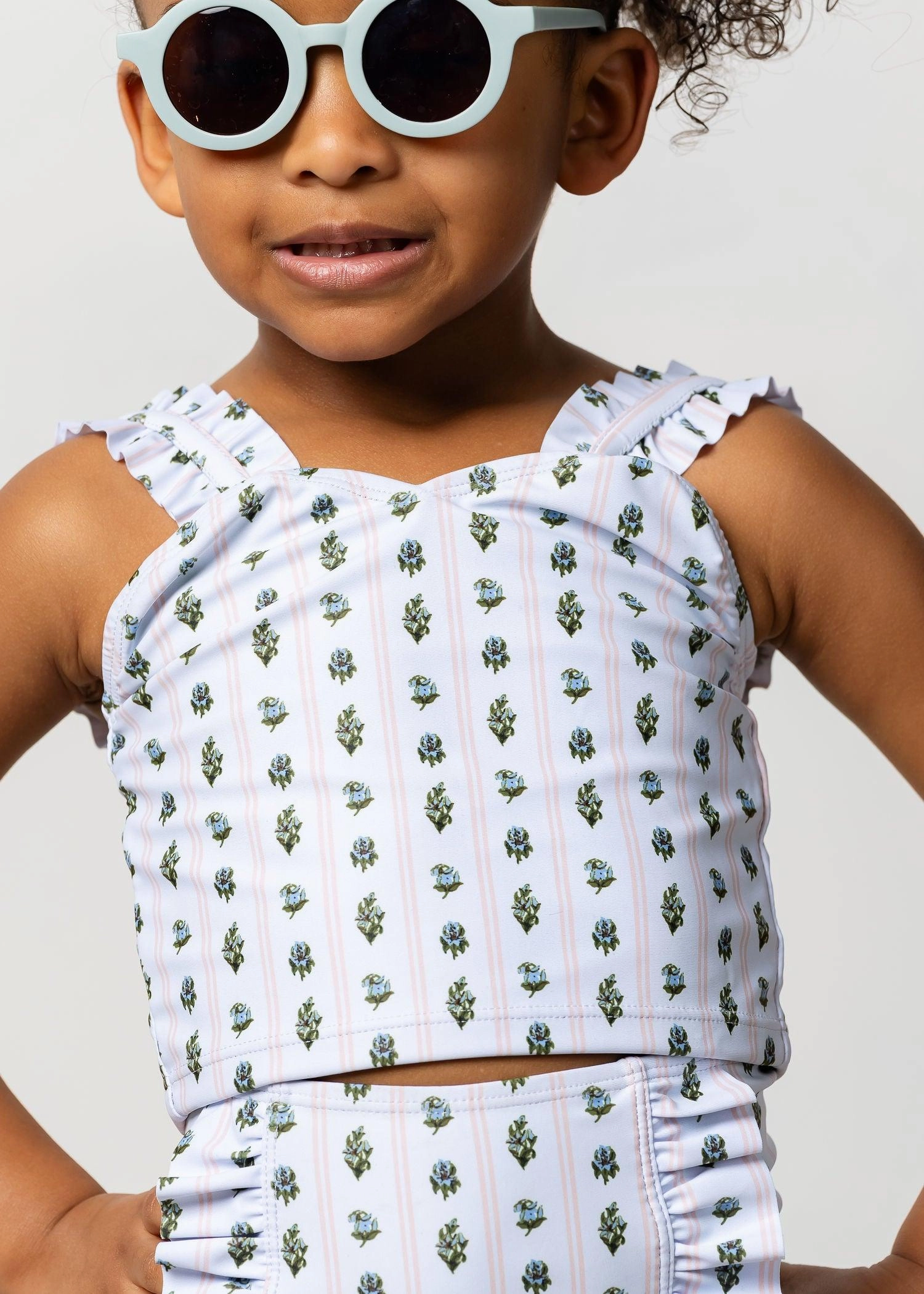 Vintage Blooms | Mini Ripple Top toddler girl swimwear, summer swimwear for girls