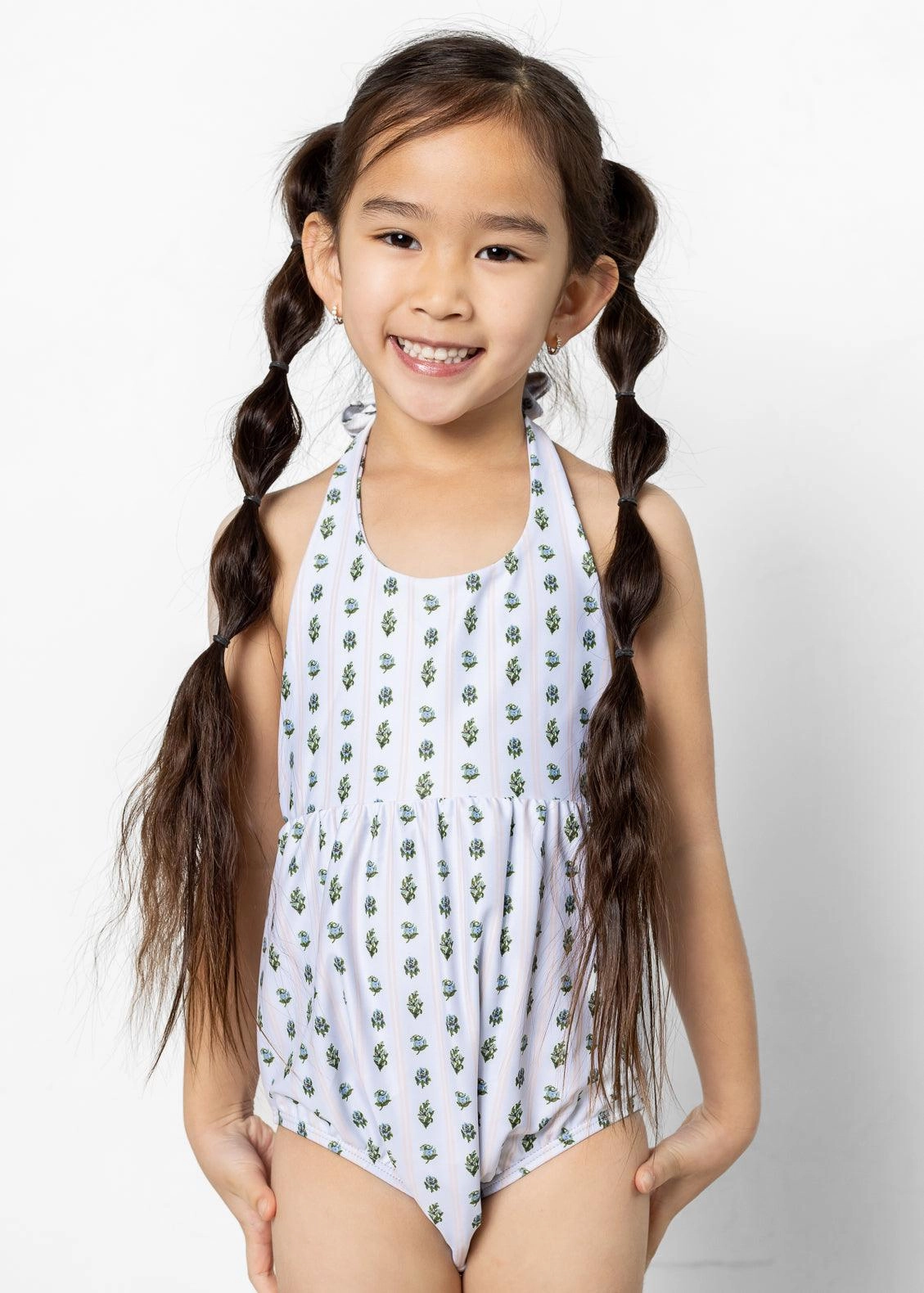 Vintage Blooms | Mini Romper One-Piece toddler girl swimwear, summer swimwear for girls