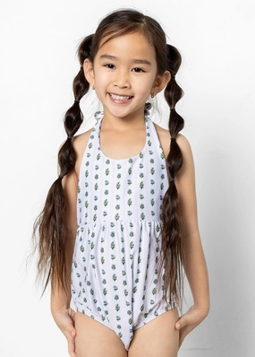 Vintage Blooms | Mini Romper One-Piece toddler girl swimwear, summer swimwear for girls