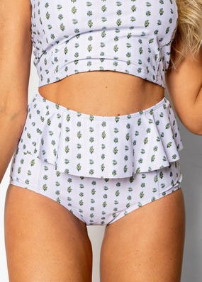 Vintage Blooms | Peplum Bottoms elastic waistband swim bottoms, mix-and-match bikini bottoms