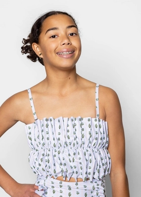 Vintage Blooms | Youth Oversized Ruffle Top toddler girl swimwear, summer swimwear for girls