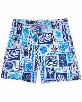 VINTAGE SUMMER 4-Way Stretch Volley Swim Trunk mens full coverage swimwear, stylish mens swim trunks
