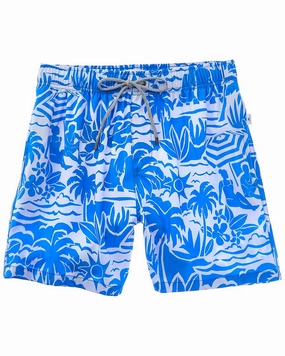 VINTAGE SUMMER 4-Way Stretch Volley Swim Trunk mens full coverage swimwear, stylish mens swim trunks