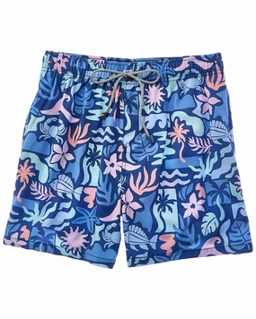 VINTAGE SUMMER 4-Way Stretch Volley Swim Trunk mens full coverage swimwear, stylish mens swim trunks