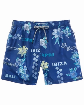 VINTAGE SUMMER Ponji Volley Swim Trunk mens full coverage swimwear, stylish mens swim trunks