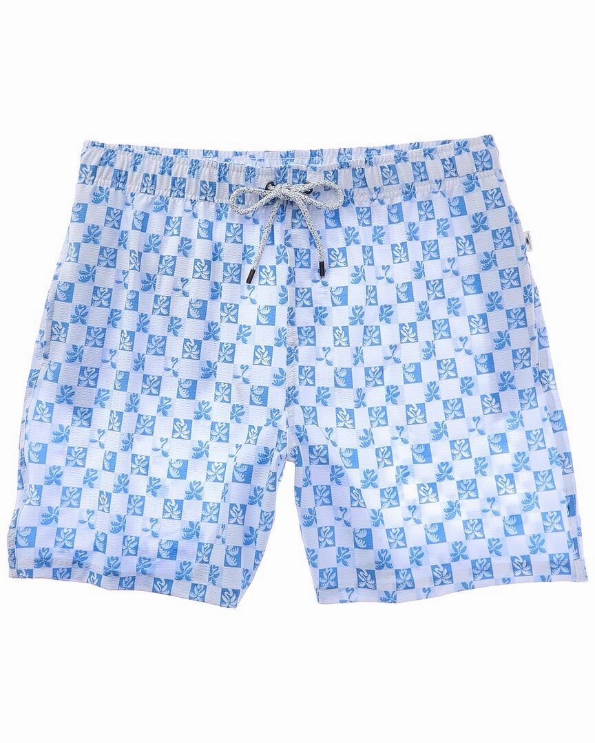VINTAGE SUMMER Seersucker Stretch Volley Swim Trunk mens full coverage swimwear, stylish mens swim trunks
