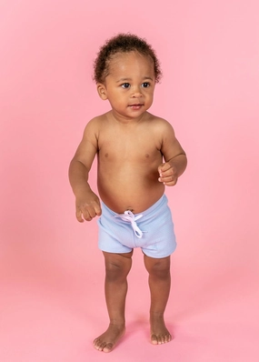 Waffled Barely Blue | Baby Euro Shorts boys summer swimwear, boys rash guard swim sets