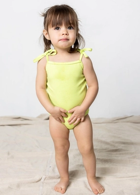 Waffled Glow Green | Baby Simply One-Piece toddler girl swimwear, summer swimwear for girls