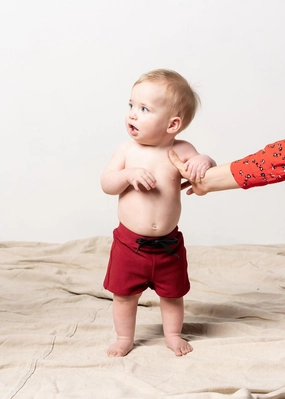 Waffled Maroon | Baby Euro Shorts boys summer swimwear, boys rash guard swim sets