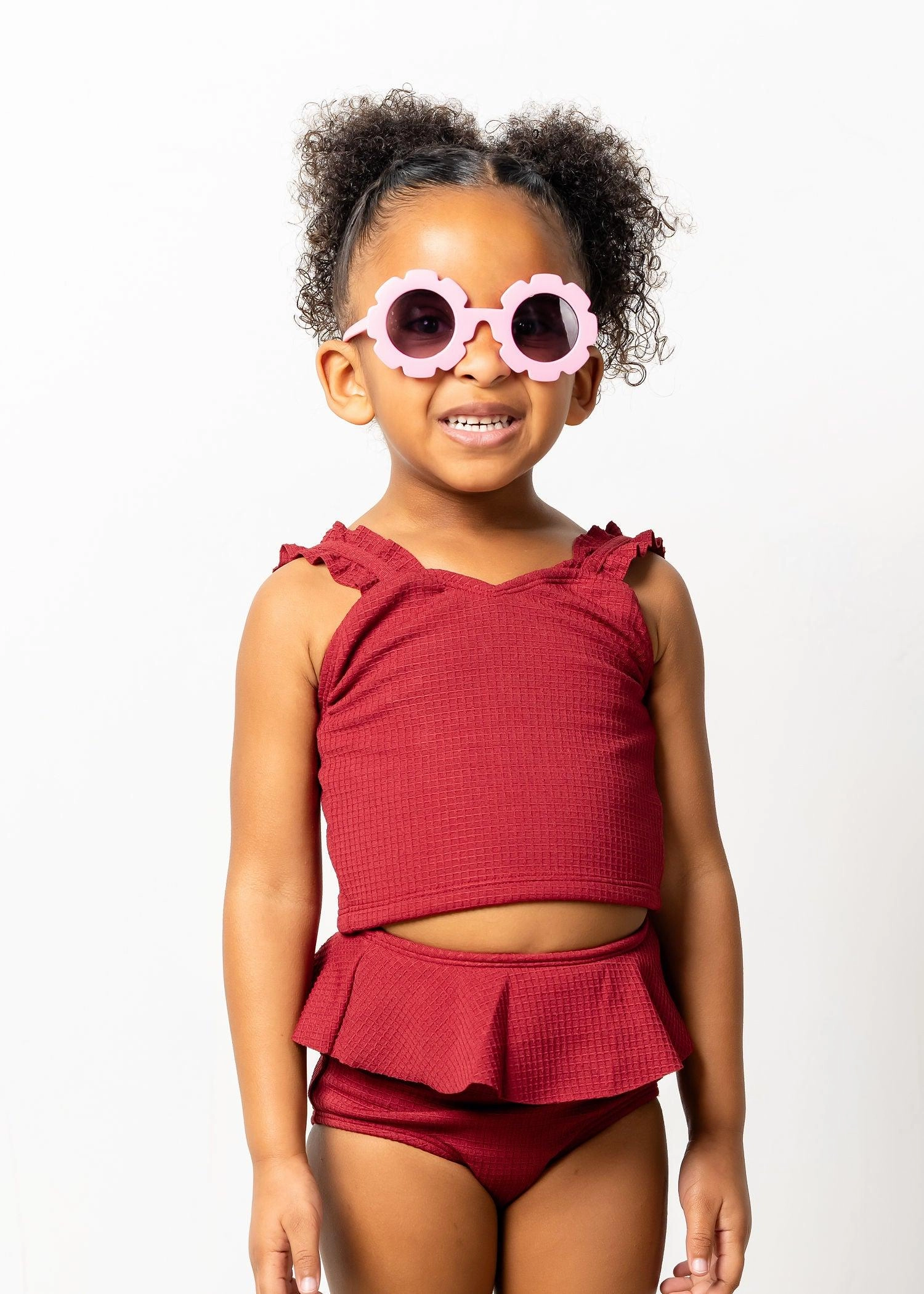 Waffled Maroon | Mini Peplum Bottoms