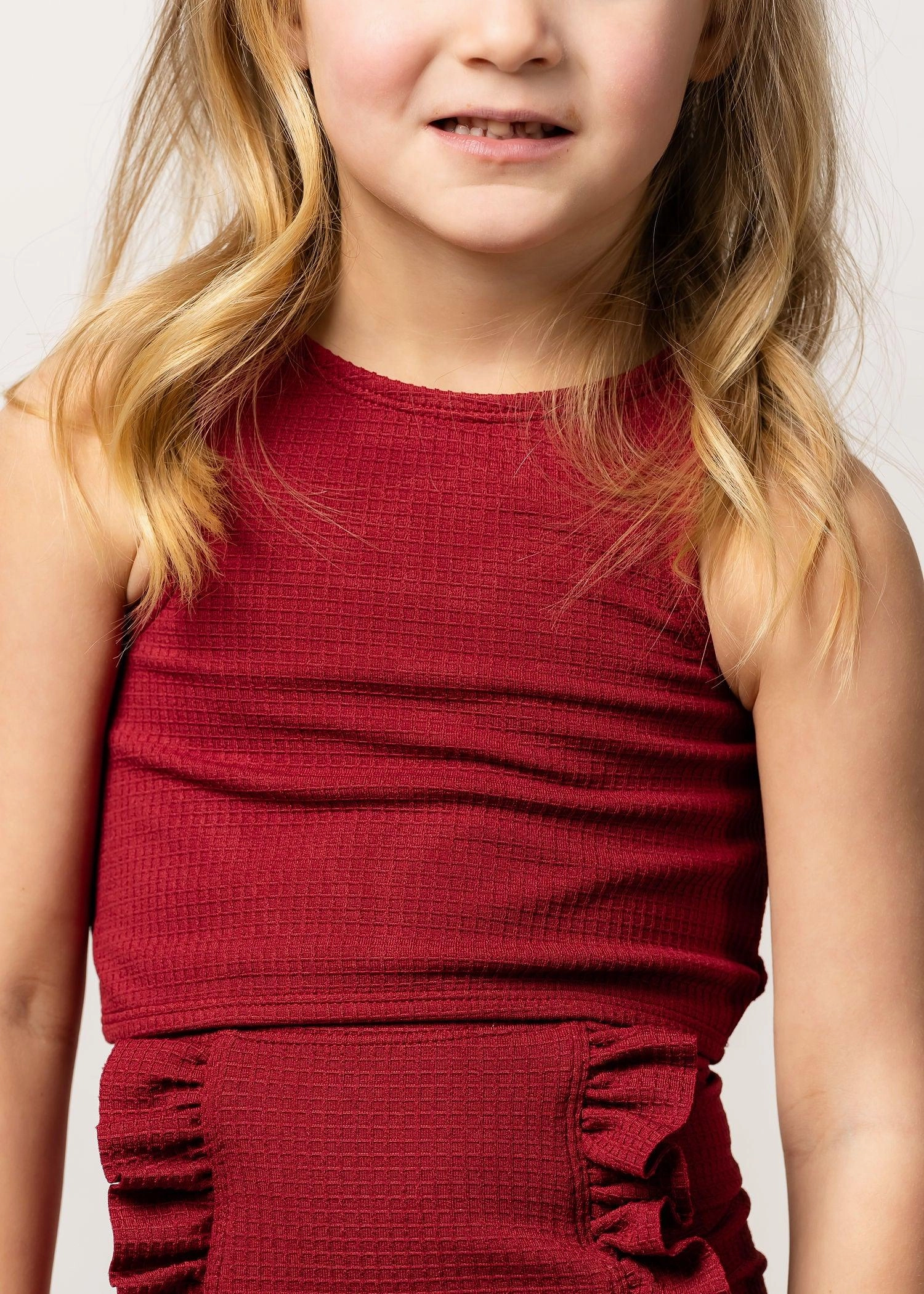Waffled Maroon | Mini Racer Back Top toddler girl swimwear, summer swimwear for girls