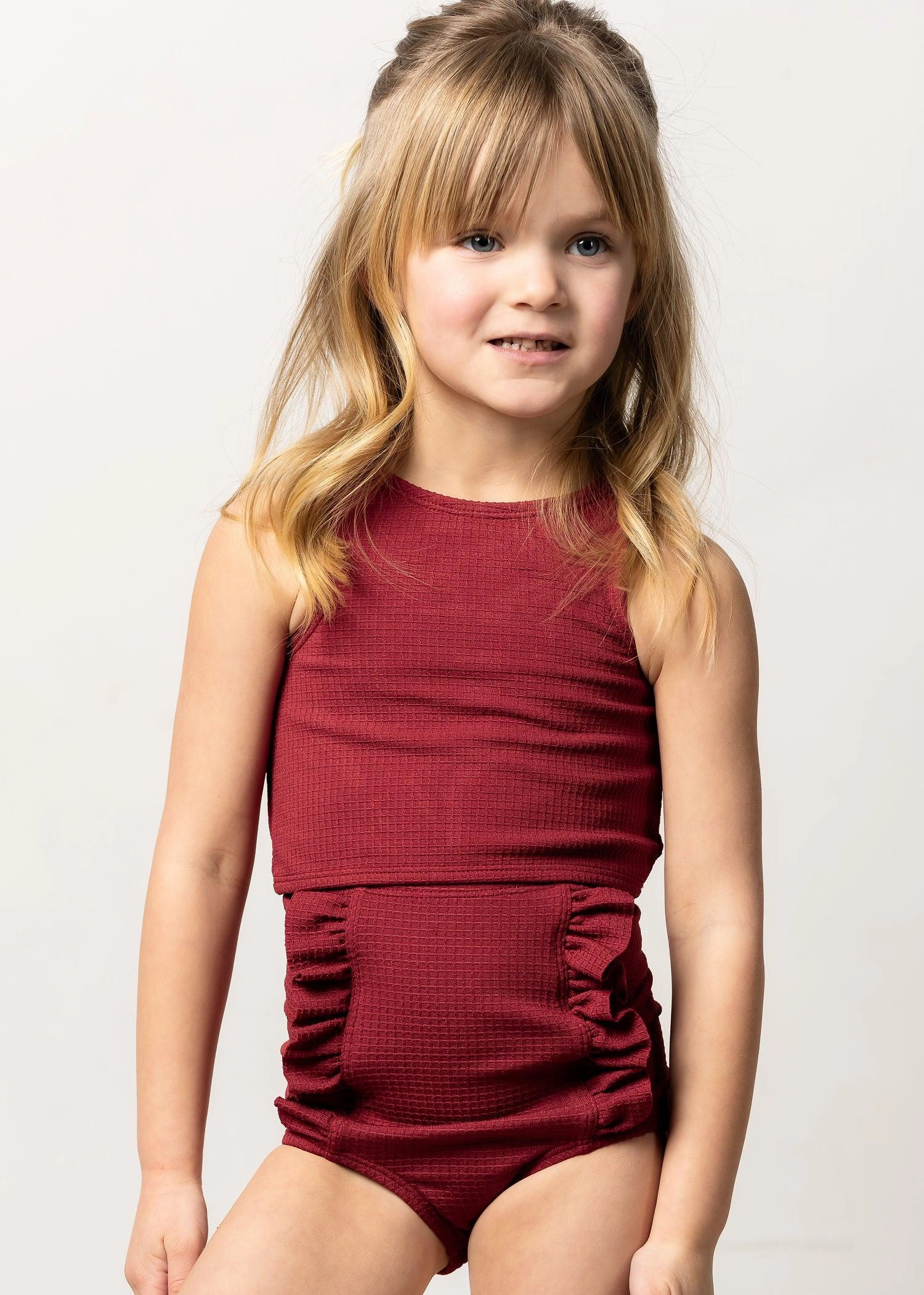 Waffled Maroon | Mini Racer Back Top
