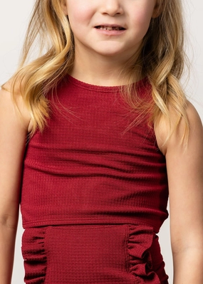 Waffled Maroon | Mini Racer Back Top toddler girl swimwear, summer swimwear for girls