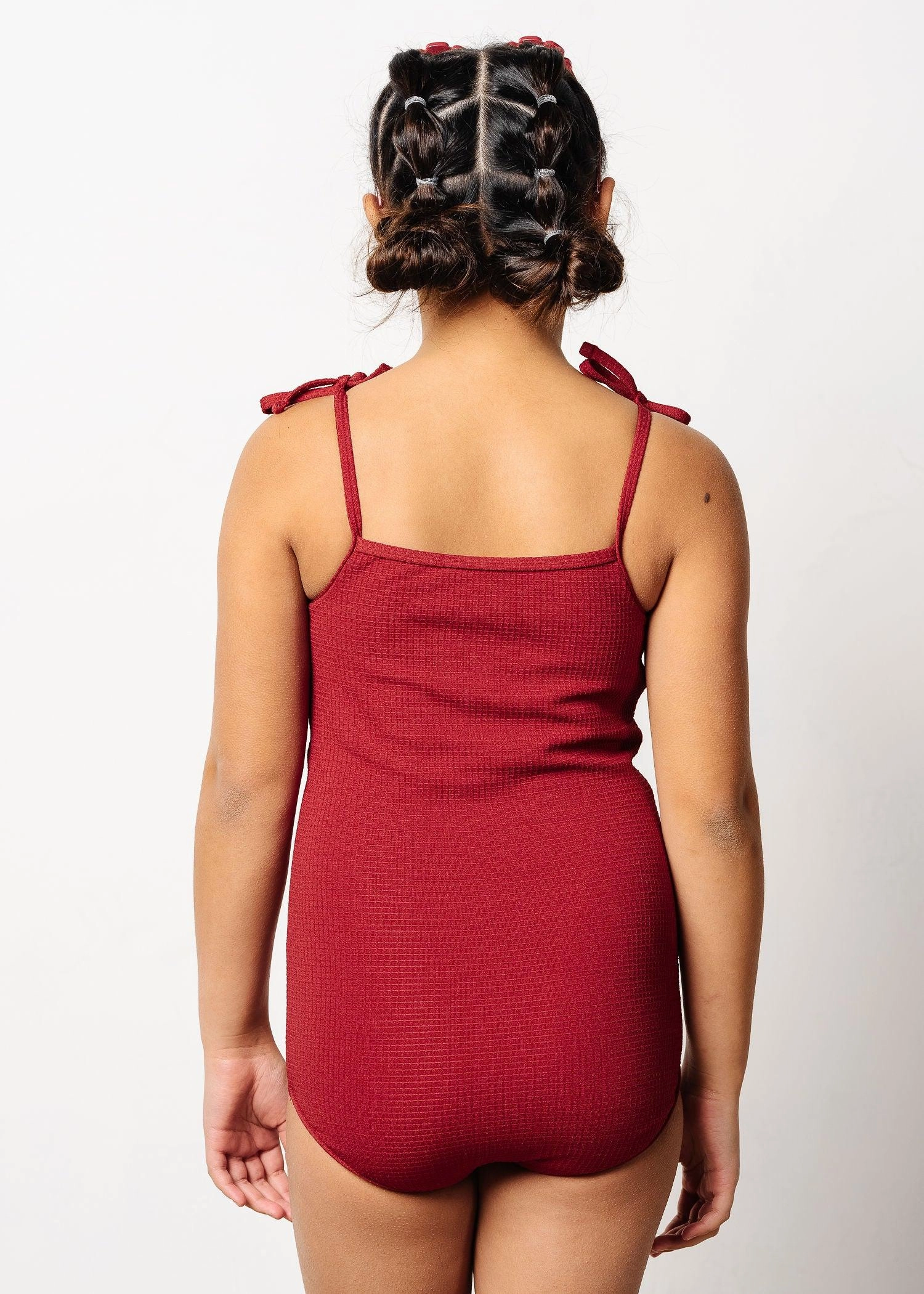 Waffled Maroon | Youth Simply One-Piece