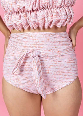 Watercolor Dots | Tie-Up-Front Bottoms elastic waistband swim bottoms, mix-and-match bikini bottoms