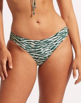 Wild at Heart High Cut Rio Bikini Pant - Evergreen adjustable swim bottoms women, flattering bikini bottoms