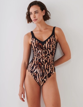 Wild Noblesse Moulded Swimsuit - Black Nougat cup sized swimwear women, supportive swimsuits for large bust