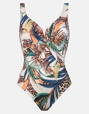 Wild Swing Underwired Twist Front Swimsuit - Botanical Leo cup sized swimwear women, supportive swimsuits for large bust