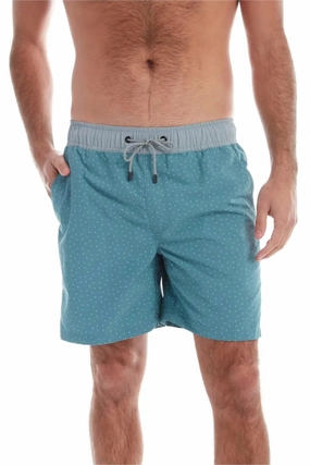 Winston Printed Swim Trunks In Blue mens beach swimwear, quick dry mens swimsuits