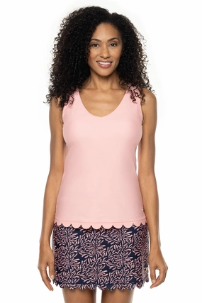 Women's Acropora Scallop Swim Tank | Peachy Pink womens athletic swimwear, performance swimwear for women