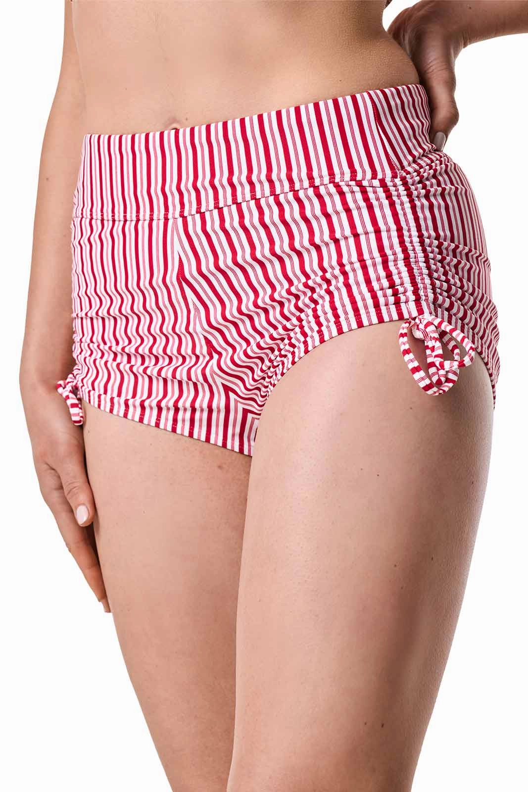Women's Bayshore Ruched Swim Shorts | Cherry Stripe