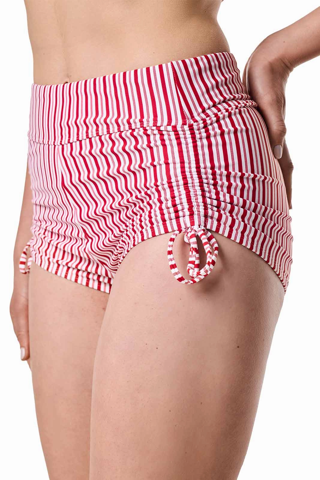 Women's Bayshore Ruched Swim Shorts | Cherry Stripe