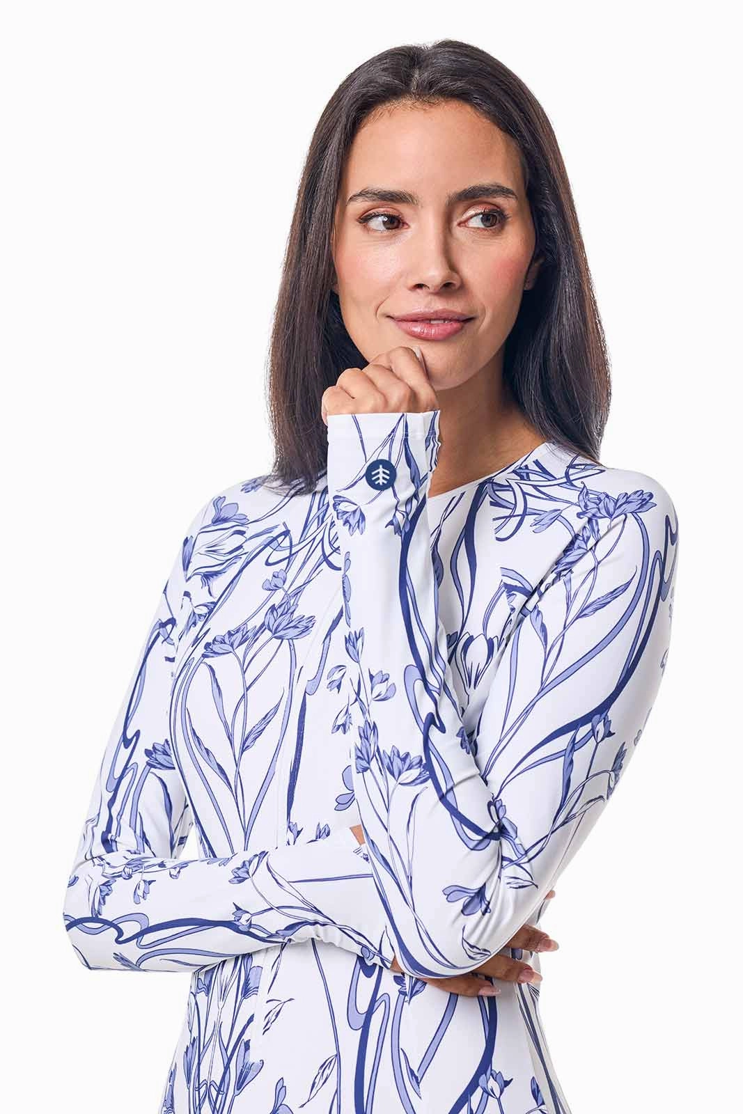 Women's Escalante Long Sleeve Swimsuit | White Iris Dusk