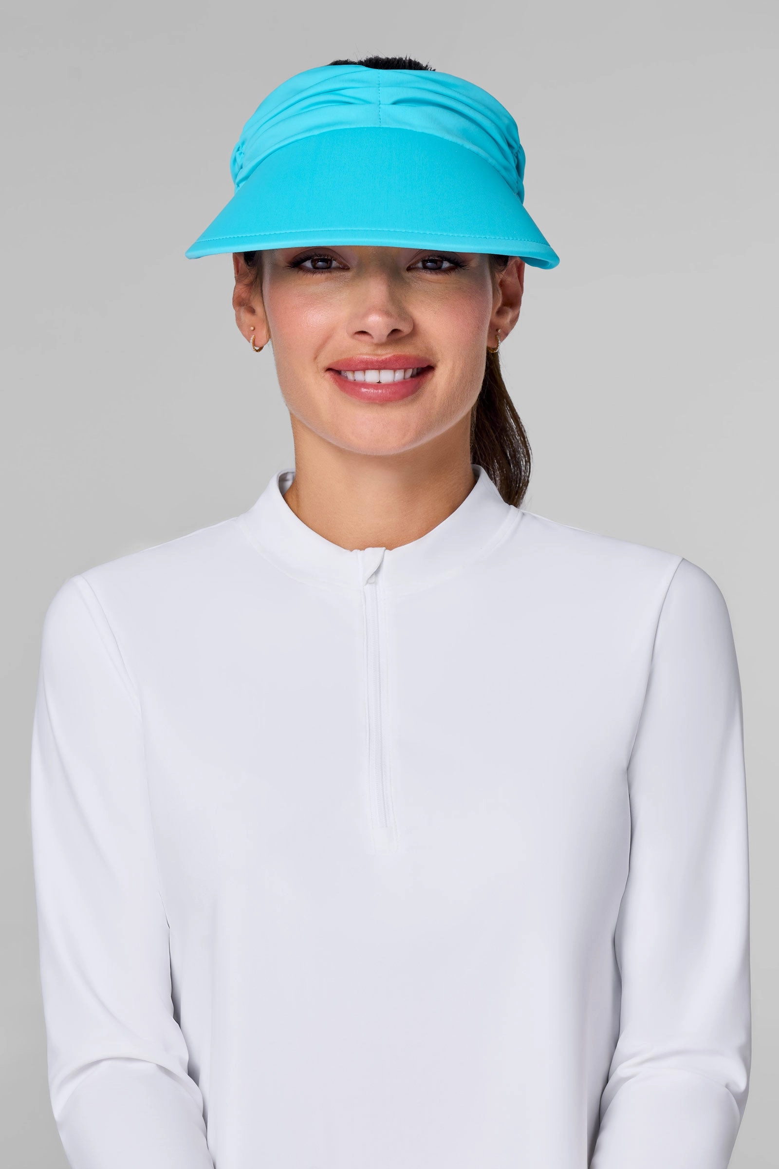 Women's Exuma Swim Visor | Blue Curacao adjustable swimsuits for women, breathable swimwear for ladies