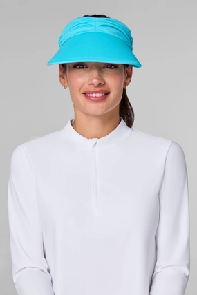 Women's Exuma Swim Visor | Blue Curacao adjustable swimsuits for women, breathable swimwear for ladies