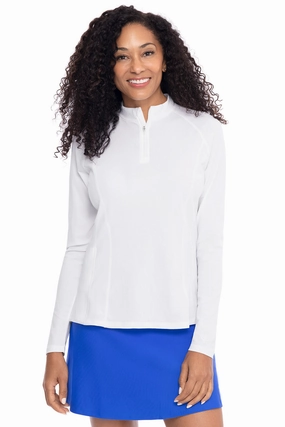 Women's Freestyle Long Sleeve Rash Guard | White adjustable swimsuits for women, breathable swimwear for ladies