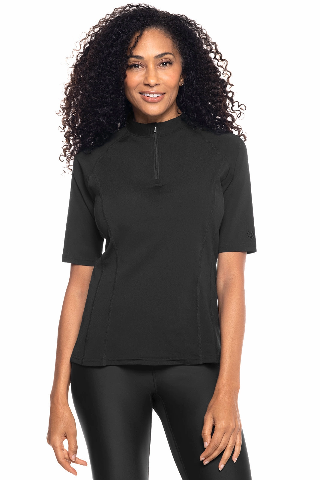 Women's Freestyle Short Sleeve Rash Guard | Black womens athletic swimwear, performance swimwear for women