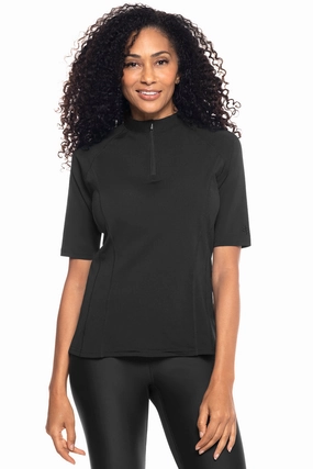 Women's Freestyle Short Sleeve Rash Guard | Black womens athletic swimwear, performance swimwear for women