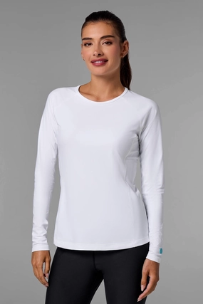 Women's Hightide Lite Long Sleeve Swim Shirt | White adjustable swimsuits for women, breathable swimwear for ladies