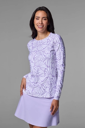 Women's Hightide Long Sleeve Swim Shirt | Lavendula Sea Fan womens athletic swimwear, performance swimwear for women