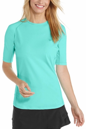 Women's Hightide Short Sleeve Swim Shirt  | Tropical Mint womens athletic swimwear, performance swimwear for women