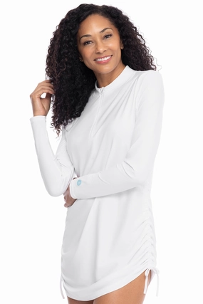 Women's Key Biscayne Ruche Swim Top | White womens athletic swimwear, performance swimwear for women
