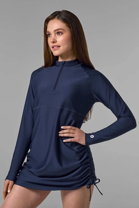 Women's Lawai Ruche Swim Shirt | Navy womens athletic swimwear, performance swimwear for women